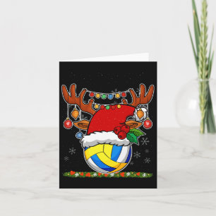 Kerst Volleybal Rendier & Camp; Santa Hat Kerstmis Kaart