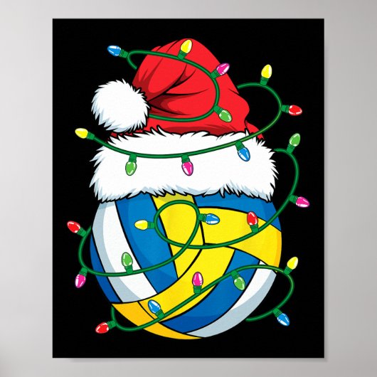 Kerst Volleybal Santa Hat Jongens Meisjes Xmas Lig Poster (Voorkant)
