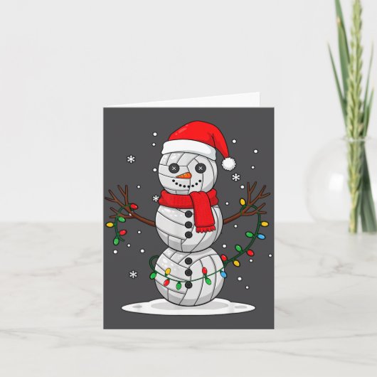 Kerst Volleybal Sneeuwman Kerstman Muts Grappig Va Kaart (Voorkant)
