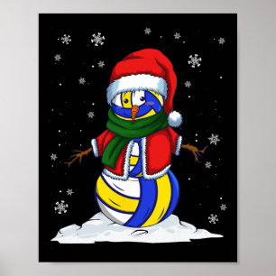 Kerst Volleybal Sneeuwman Xmas Sport Volleybal Poster