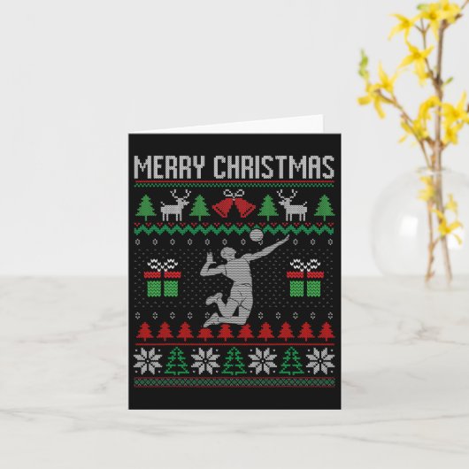 Kerst Volleybal Speler Xmas Sport Liefhebber Lelij Kaart (Gele Bloem)