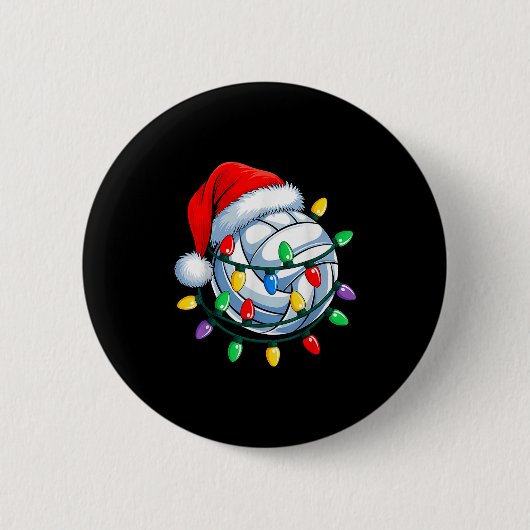 Kerst Volleybal Xmas Santa SRTS Pet Mannen vrouwen Ronde Button 5,7 Cm (Voorkant)