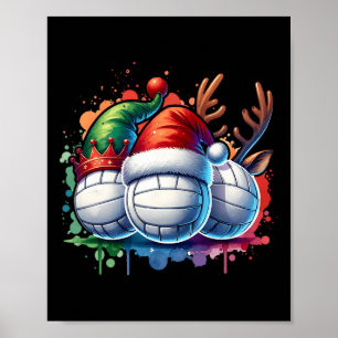 Kerst Volleybal Xmas Volleybal Speler Poster