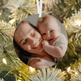 Kerst voor de allereerste keer Minimaal Foto Metalen Ornament