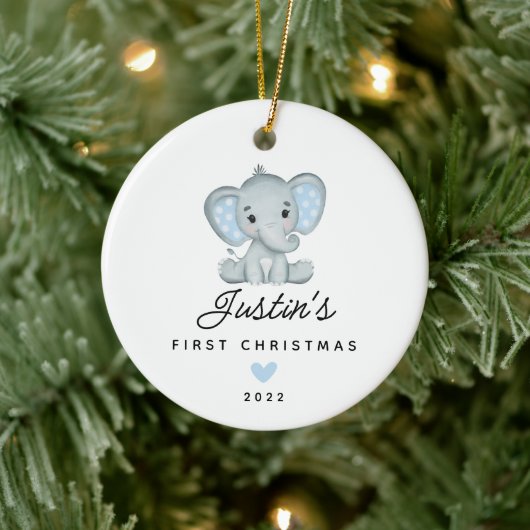Kerst voor de allereerste keer van de kleine olifa keramisch ornament (Boom)