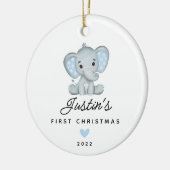 Kerst voor de allereerste keer van de kleine olifa keramisch ornament (Links)