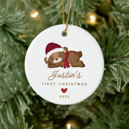 Kerst voor de allereerste kerst van de baby met te keramisch ornament