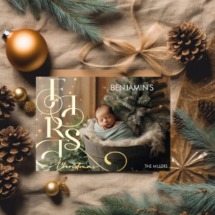 Kerst voor de Kleine Elegante Typografie 1 Foto Folie Feestdagenkaart