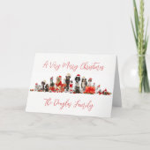 Kerst voor hondenliefhebbers met familienaam feestdagen kaart (Voorkant)