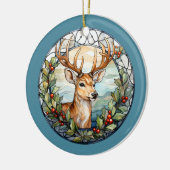 Kerst voor papa herten hoofd gewei rood blauw keramisch ornament (Links)