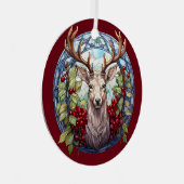 Kerst voor papa herten hoofd gewei rood blauw metalen ornament (Voorkant Rechts)