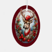 Kerst voor papa herten hoofd gewei rood blauw metalen ornament (Voorkant Rechts)