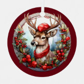 Kerst voor papa herten hoofd gewei rood blauw metalen ornament (Voorkant)