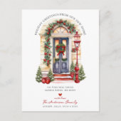 Kerst voordeur verplaatsen aankondigingskaart (Voorkant)