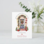 Kerst voordeur verplaatsen aankondigingskaart (Staand voorkant)