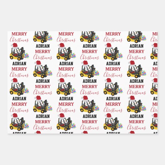 Kerst vorkheftruck inpakpapier vel (Voorkant 3)