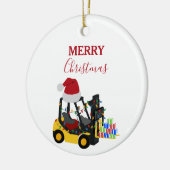 Kerst vorkheftruck keramisch ornament (Links)