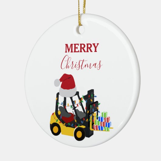 Kerst vorkheftruck keramisch ornament (Links)