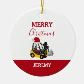 Kerst vorkheftruck keramisch ornament (Voorkant)