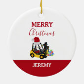 Kerst vorkheftruck keramisch ornament (Achterkant)