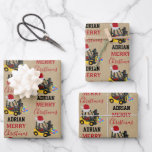 Kerst vorkheftruck Kraft Inpakpapier Vel<br><div class="desc">Een schattige illustratie van een gele heftruck met een kerstmuts en versierd in kerstverlichting met woorden "Vrolijk kerstfeest". De feestelijke vorkheftruck draagt kerstcadeaus en cadeaus. Perfect voor transporttrucks liefhebbers van alle leeftijden. Een ideaal Kraft kerstontwerp voor heftruckliefhebbers groot of klein,  meisjes of jongens.</div>