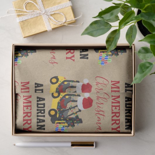 Kerst vorkheftruck Kraft Tissuepapier (Geschenk)