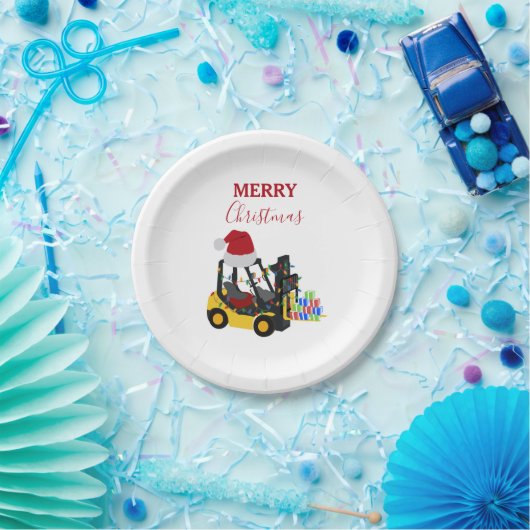 Kerst vorkheftruck papieren bordje (Feest)