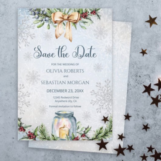 Kerst Vorst Sneeuwige Winter Huwelijk Save The Date
