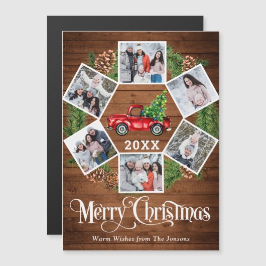 Kerst Vrachtwagen 6 FOTO Vakantie Magnetische Kaar (Voorkant / Achterkant)