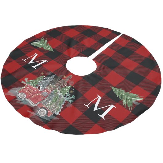 Kerst Vrachtwagen Buffel Rood Zwart Plaid Kerstboom Rok (Gekanteld)
