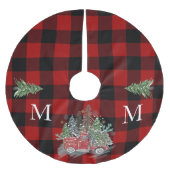 Kerst Vrachtwagen Buffel Rood Zwart Plaid Kerstboom Rok (Voorkant)