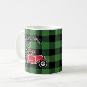 Kerst  Vrachtwagen Familienaam Buffalo Plaid Koffiemok (Voorkant links)