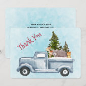 Kerst Vrachtwagen met Leuke Dieren Dank U Bedankkaart (Voorkant / Achterkant)