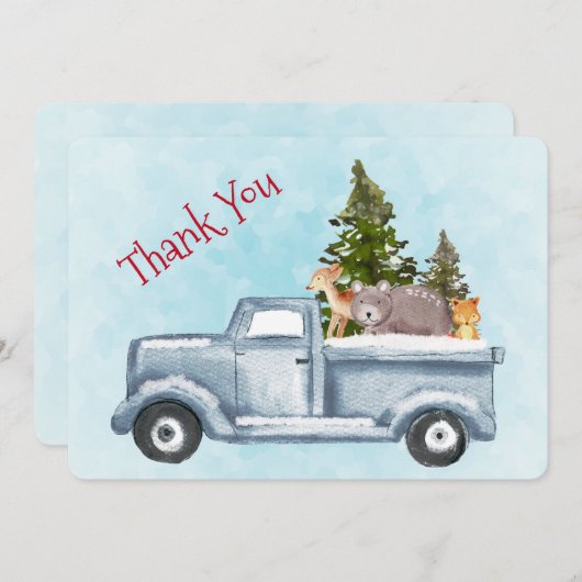 Kerst Vrachtwagen met Leuke Dieren Dank U Bedankkaart (Voorkant / Achterkant)