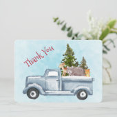 Kerst Vrachtwagen met Leuke Dieren Dank U Bedankkaart (Staand voorkant)