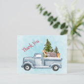 Kerst Vrachtwagen met Leuke Dieren Dank U Briefkaart (Staand voorkant)