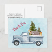 Kerst Vrachtwagen met Leuke Dieren Dank U Briefkaart (Voorkant / Achterkant)