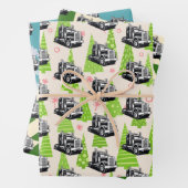 Kerst Vrachtwagen Uitrusting Achttien Wheeler Cool Inpakpapier Vel (In situ)