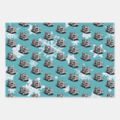 Kerst Vrachtwagen Uitrusting Achttien Wheeler Cool Inpakpapier Vel (Voorkant 3)