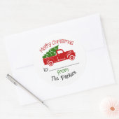 Kerst Vrachtwagen van en naar cadeau label Sticker (Envelop)