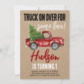 Kerst Vrachtwagen Winter Eerste Verjaardag Kraft U Kaart (Voorkant)