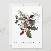 Kerst Vrede Liefde Rustieke Minimal Holly Greenery Feestdagenkaart (Voorkant)
