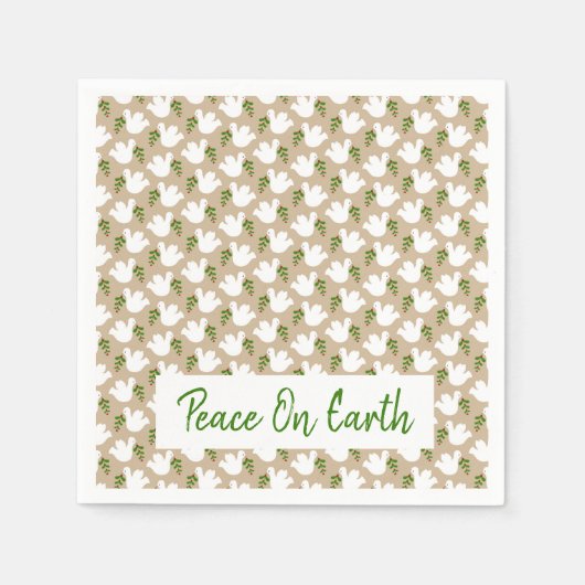 Kerst Vrede op Aarde Duif Olijftak Geloof Servet (Voorkant)