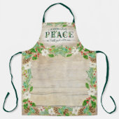 Kerst Vrede op aarde Familie Rustiek Bloemenblad Schort (Voorkant)