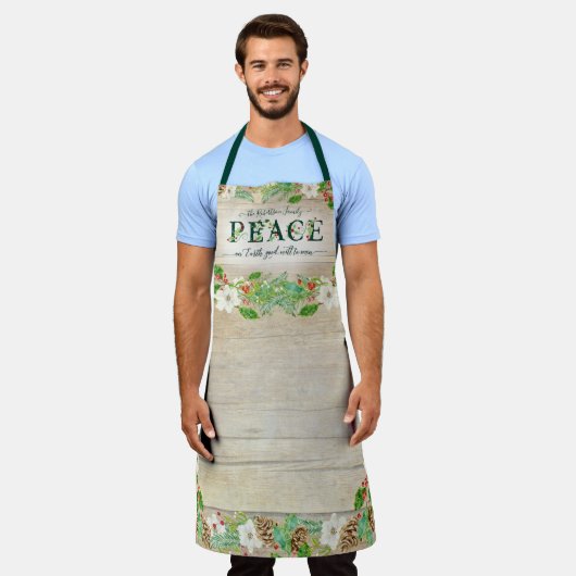 Kerst Vrede op aarde Familie Rustiek Bloemenblad Schort (Gedragen)