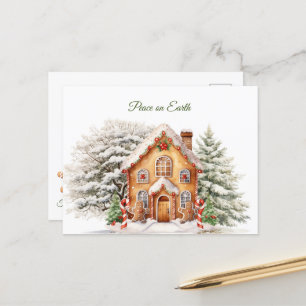 Kerst Vrede op Aarde Gingerbread House Briefkaart