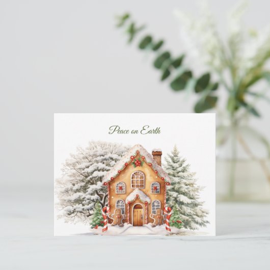 Kerst Vrede op Aarde Gingerbread House Briefkaart (Staand voorkant)