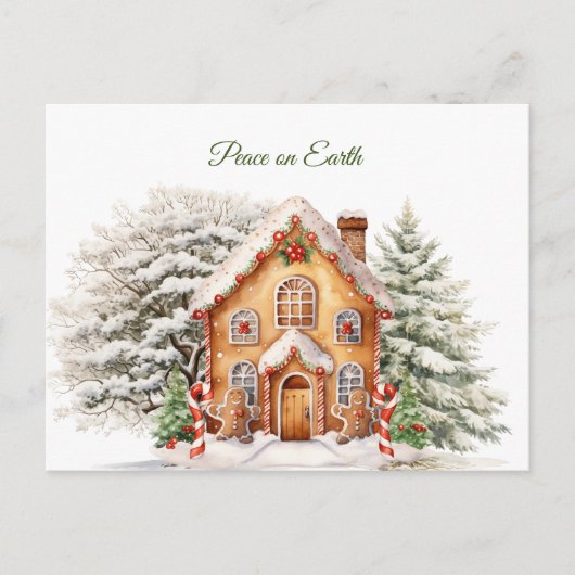 Kerst Vrede op Aarde Gingerbread House Briefkaart (Voorkant)