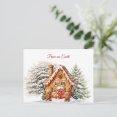 Kerst Vrede op Aarde Gingerbread House Briefkaart (Staand voorkant)