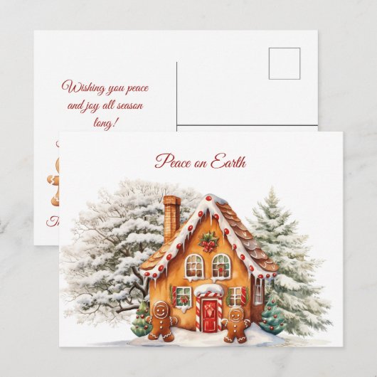 Kerst Vrede op Aarde Gingerbread House Briefkaart (Voorkant / Achterkant)